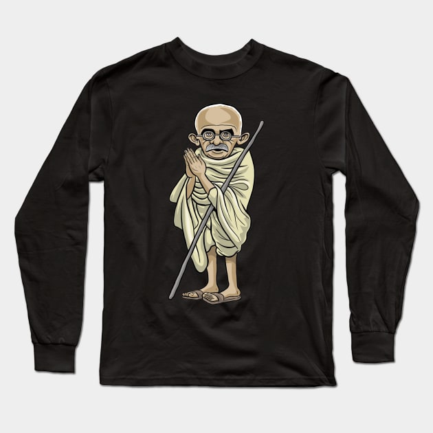 Mahatma Gandhi Long Sleeve T-Shirt by Mackaycartoons